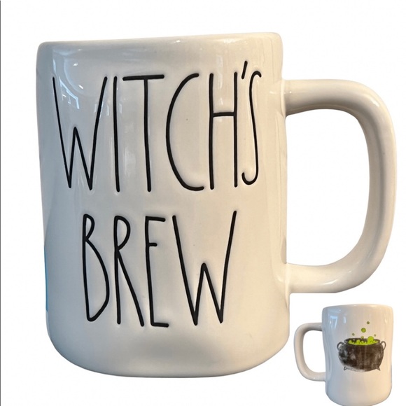 Rae Dunn Other - ❌SOLD❌ Rae Dunn 2 Sided Coffee Tea Mug, WITCH’S BREW Cauldron Halloween Ivory
